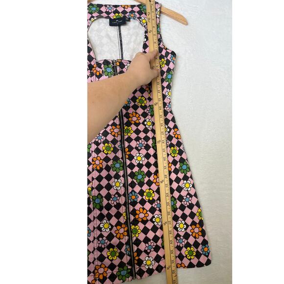 Lazy Oaf Retro Daisy Dress Checker Pink Zip Up size UK6/US2 Groovy Maximalist - Picture 10 of 11